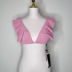 ViX Paula Hermanny Firenze Liz Bikini Top Blush Rose Petal Pink Ruffled Sz L NWT